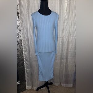 SHEIN Light Blue Long Sleeve Dress